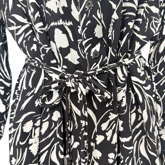 Proenza Schouler Black White Floral Button Long Sleeve Shirt Dress sz 2 NEW Tags - Picture 11 of 16